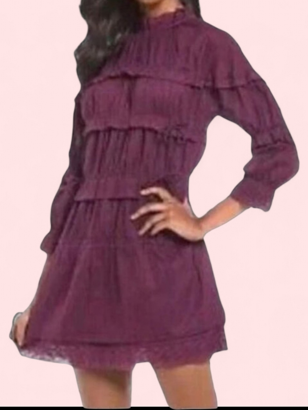 NWT Chelsea & Violet Shadow Victorian Stripe Tiered Ruffle sz XS